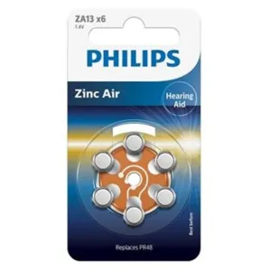 PHILIPS Zinc Air ZA13 batérie do načúvacích prístrojov 1,4V oranžová, 1x6 ks