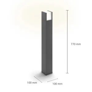 Philips Arbour UltraEfficient vonkajšie stĺpikové​ LED svietidlo 3,8 W 2700K 77 cm, antracit