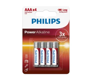 Philips Philips LR03P4B/10 - 4 ks Alkalická batéria AAA POWER ALKALINE 1,5V