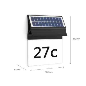 Philips Enkara solárne vonkajšie LED osvetlenie domového čísla 0,2W 2700K, čierna