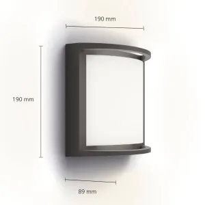 Philips Samondra UltraEfficient vonkajšie nástenné LED svietidlo 3,8 W 2700K, antracit
