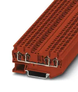 Phoenix Contact 3037410 Dinrail Terminal Block, 4Way, 12Awg, Red