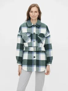 White and Green Plaid Shirt Jacket Pieces - Women's #724133
