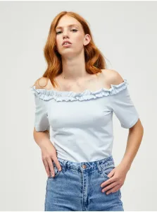Light Blue Crop Top with Exposed Shoulders Pieces Leah - Women
