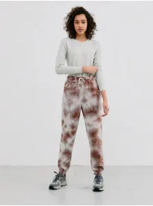 Cream-Brown Patterned Sweatpants Pieces Chilli - Women