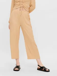 Beige Cropped Loose Trousers Pieces Lara - Women #1046699