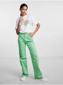 Light Green Women's Wide Jeans Pieces Holly - Women #4917024