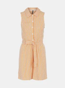 White-Orange Striped Short Jumpsuit Pieces Tamar - Women #649080