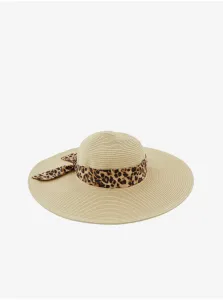 Béžový slamený klobúk Pieces Vera