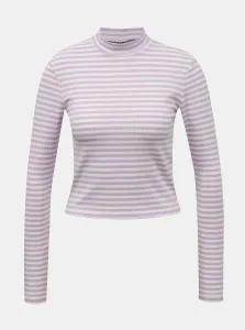 White-Purple Striped Short T-Shirt Pieces Raya - Women #1043611