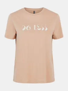 Brown T-shirt with print Pieces Liwy - Women