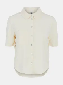 Krémová košeľa s krátkym rukávom Pieces Teri #1050806