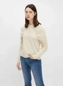 Cream T-Shirt with Ruffled Sleeves Pieces - Women