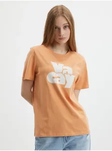 Oranžové tričko s potlačou Pieces Tamaris