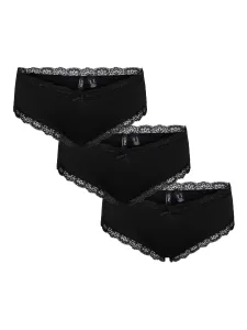 Súprava troch dámskych nohavičiek v čiernej farbe s čipkou Pieces Nola #6813112