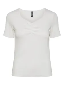 Pieces Dámske tričko PCTANIA Slim Fit 17135430 Bright White L