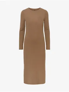 Light Brown Ribbed Sweater Mididress Pieces Kylie - Women #637893