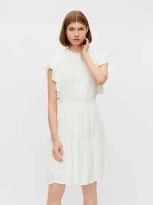 White Patterned Dress with Ruffles Pieces Liz - Women