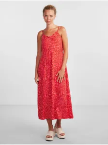 Women's Red Patterned Maxi Dress Pieces Nya - Women #6900813