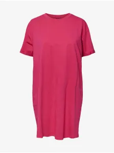 Tmavo ružové dámske basic šaty Pieces Ria #6850271