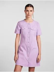 Svetlo fialové dámske džínsové košeľové šaty Pieces Tara #4982437