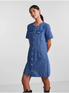 Modré dámske džínsové košeľové šaty Pieces Tara #4982440