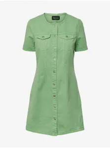 Zelené dámske džínsové košeľové šaty Pieces Tara #4982447