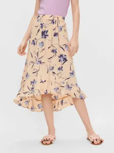 Marhuľová kvetovaná midi sukňa Pieces Lillian #736036