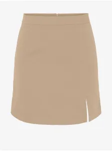 Beige Ladies Mini Skirt with Slit Pieces Thelma - Women #594117