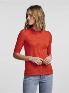 Women's Red Ribbed Light Sweater Pieces Crista - Women #4916761