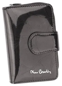 Malá, vertikálna peňaženka z prírodnej lakovanej kože s motívom listov— Pierre Cardin