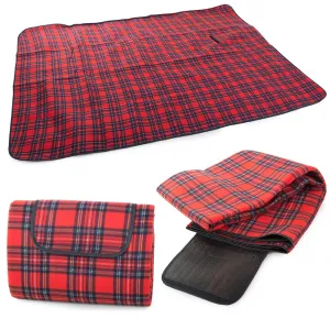 Pikniková deka so spodnou nepremokavou vrstvou 150x200 cm, červená károvaná
