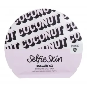 Pink Selfie Skin Coconut Oil Sheet Mask 1 ks pleťová maska pre ženy na veľmi suchú pleť; výživa a regenerácia pleti; na dehydratovanu pleť