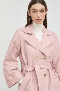 Kabát Pinko dámsky, ružová farba, prechodný, dvojradový