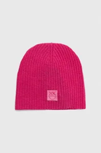 Kašmírová čiapka Pinko fialová farba, z tenkej pleteniny, vlnená #8752065