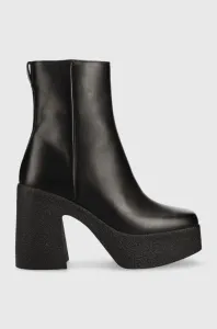 Kožené členkové topánky Pinko Coriandolo dámske, čierna farba, na podpätku, #4357375