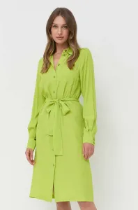 Šaty s prímesou hodvábu Pinko zelená farba, mini, rovný strih