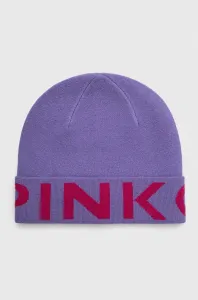 Vlnená čiapka Pinko fialová farba, z tenkej pleteniny, vlnená