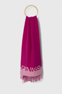 Vlnený šál Pinko fialová farba, vzorovaný