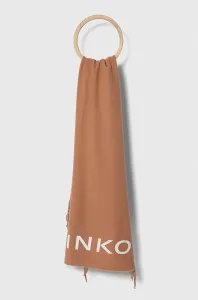 Vlnený šál Pinko hnedá farba, s potlačou