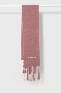 Vlnený šál Pinko ružová farba, s nášivkou