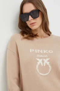 Vlnený sveter Pinko dámsky, béžová farba, tenký #8733247