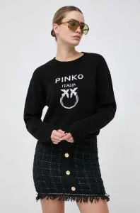Vlnený sveter Pinko dámsky, čierna farba, tenký #8721730