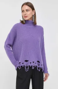 Vlnený sveter Pinko dámsky, fialová farba, s rolákom #8753232