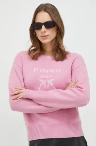 Vlnený sveter Pinko dámsky, ružová farba, tenký, 100414.Y7Z4