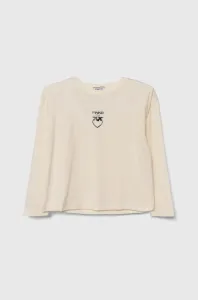 Detská bavlnená košeľa s dlhým rukávom Pinko Up béžová farba