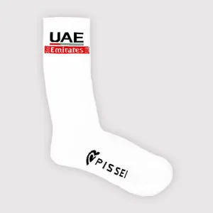 PISSEI Cyklistické ponožky klasické - PISSEI UAE TEAM EMIRATES 2024 RACE - biela