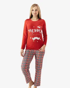 Červené vianočné dámske dvojdielne pyžamo - oblečenie