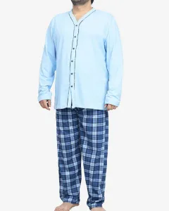 Modré pánske pyžamo so zapínaním na gombíky - Oblečenie