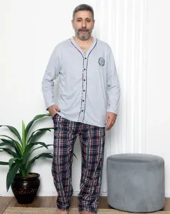 Pánske pyžamo so zapínaním na gombíky v sivej farbe- Oblečenie